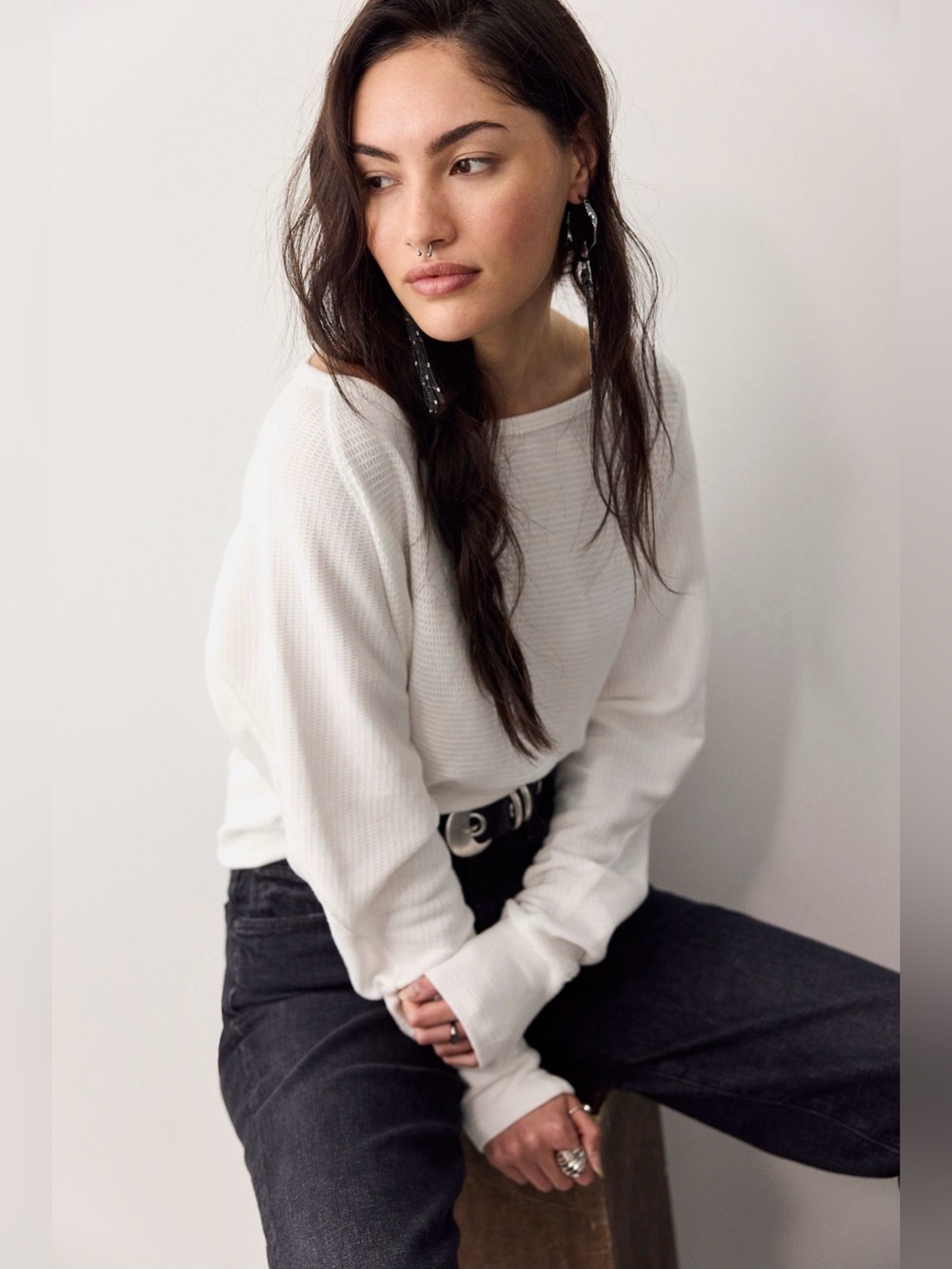 Free People We The Free Jess Long Sleeve - Clean Ivory - Picture 3 of 9